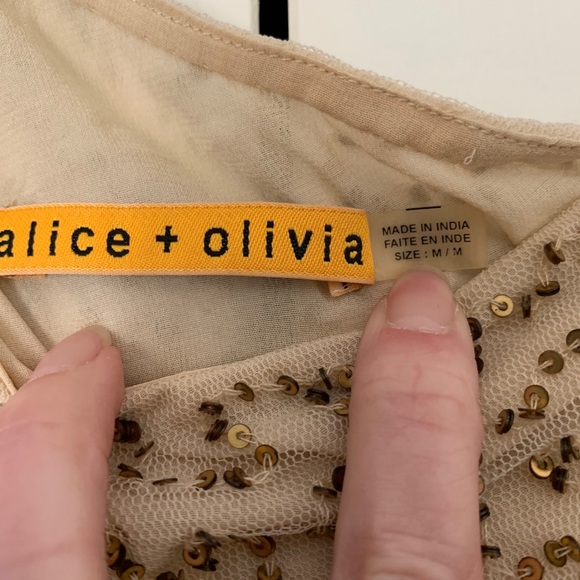 ❤️Alice + Olivia Gold Sequin Mini Dress M - Picture 3 of 5